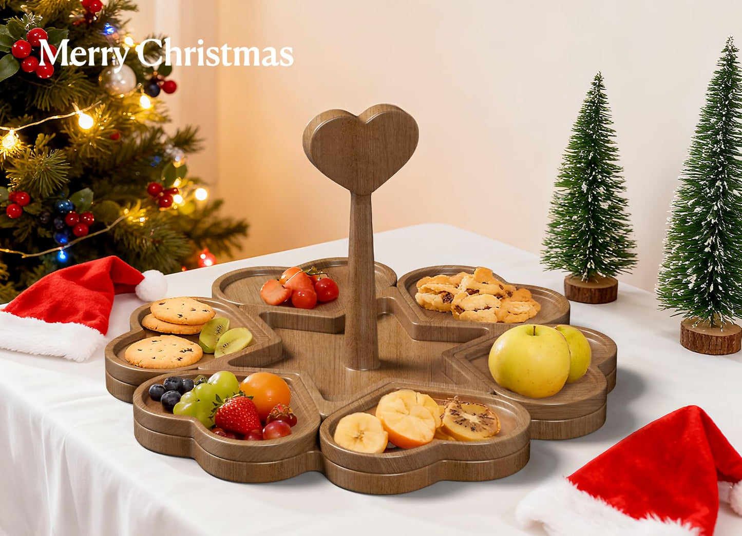 Dofira Charcuterie Board and Serving Set, Heart Shaped Christmas Funny Charcuterie Board with Handle, House Warming Gifts New Home, Wedding Gift for Couple, Bridal Shower Gift, White Elephant Gifts
