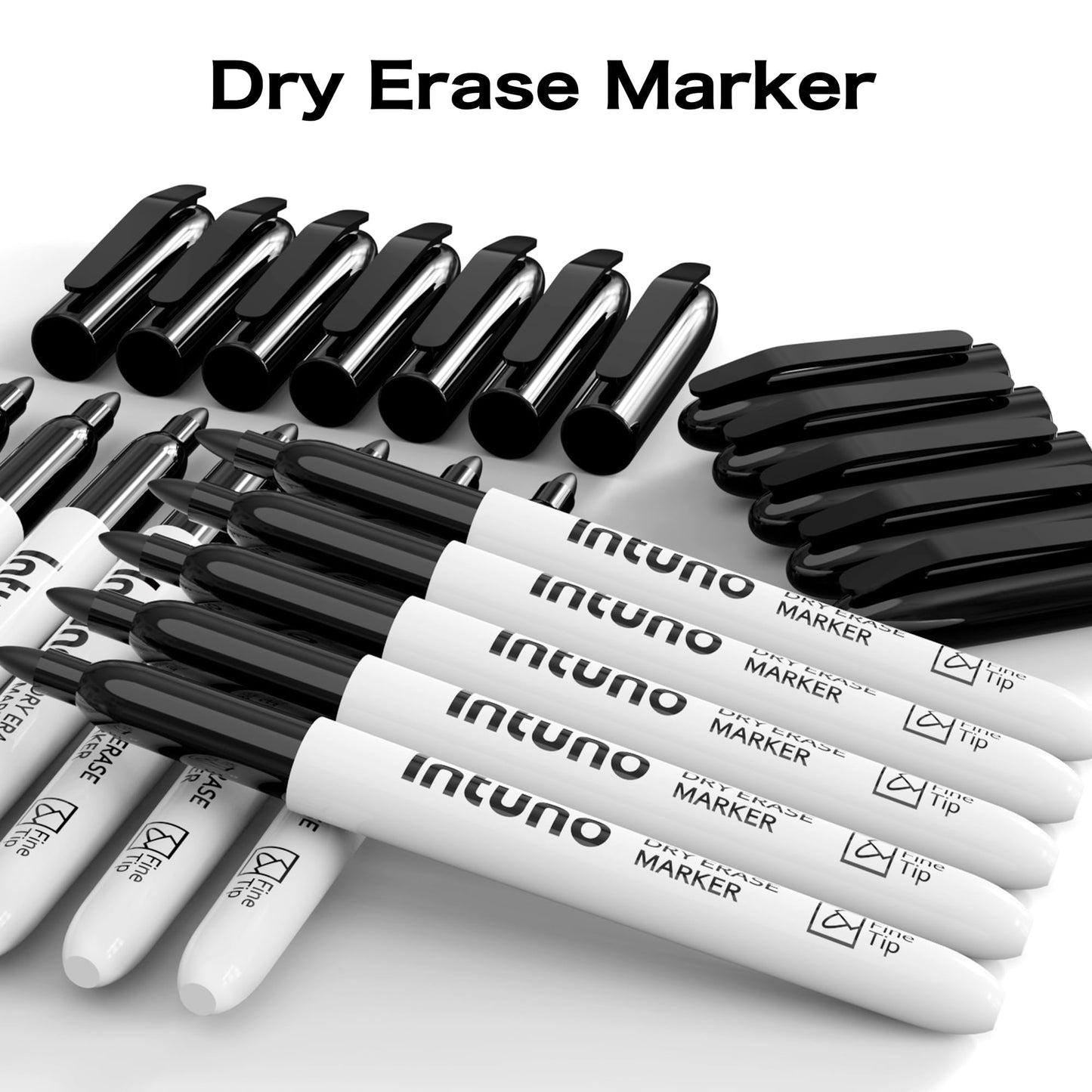 INTUNO Dry Erase Markers, 108 Count Black, Fine tip, Low-Odor, Perfect for Office, Teaching, Meeting, Presentation, Classroom, Home