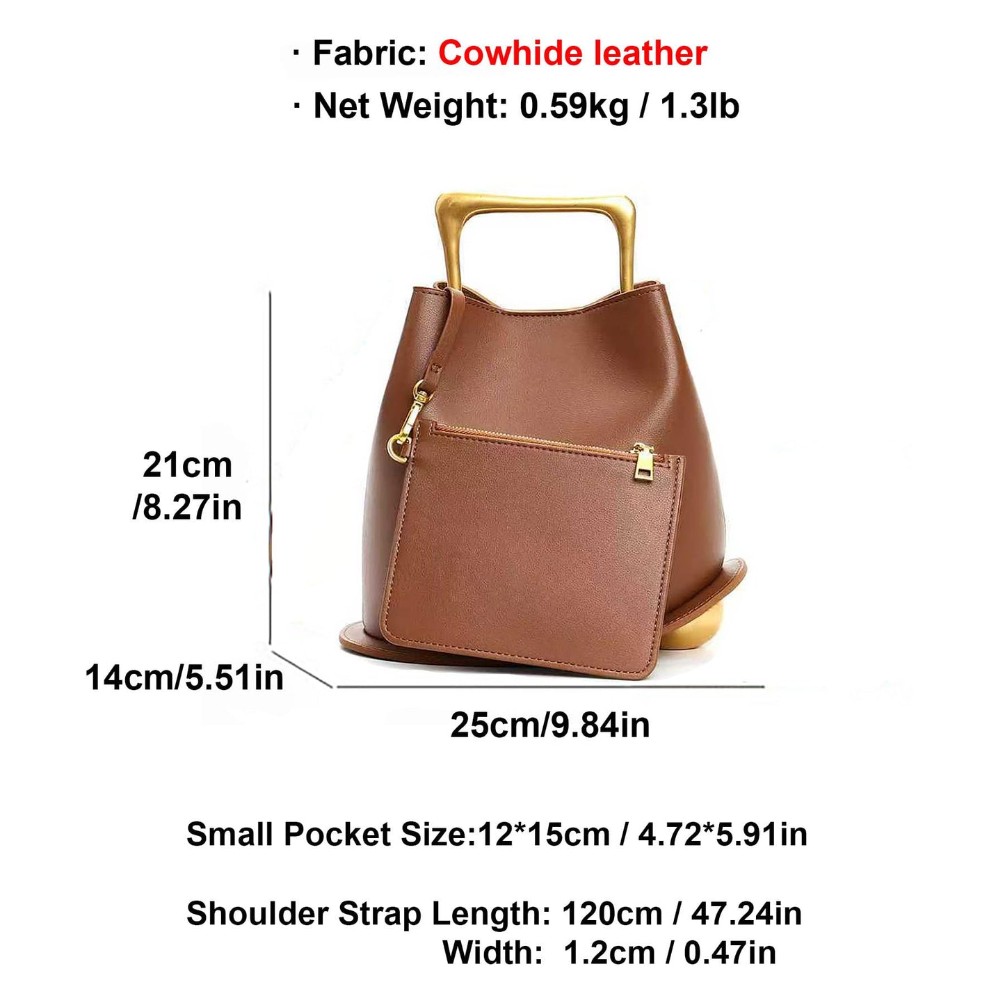 ZGRJSZDD Women Genuine Leather Handbag Crossbody Shoulder Purse Top Handle Bucket Bag, B Coffee