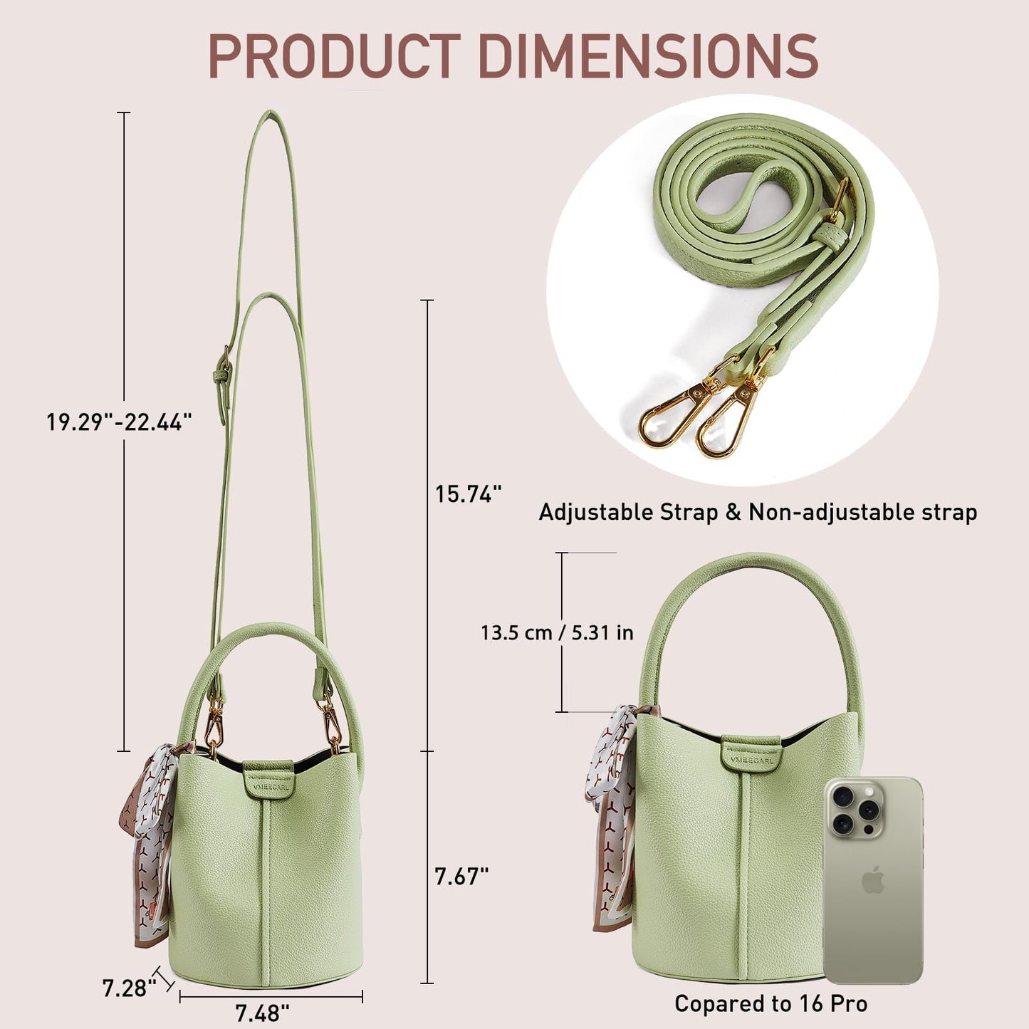 Mini Bucket Bags for Women, Vegan Leather Small Crossbody Purse with Removable Straps Trendy Top Handle Shoulder Straps