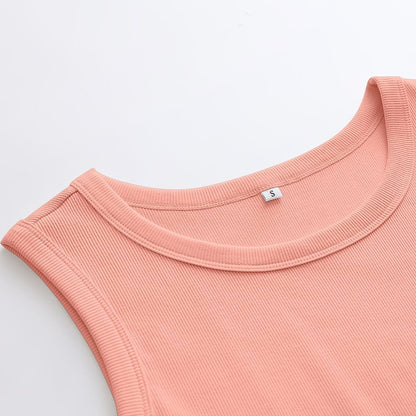ANRABESS Womens Sleeveless High Neck Tank Tops Fashion Summer Casual Basic Slim Fit Ribbed Racerback Top Shirt Clothes Coral Orange X-Small