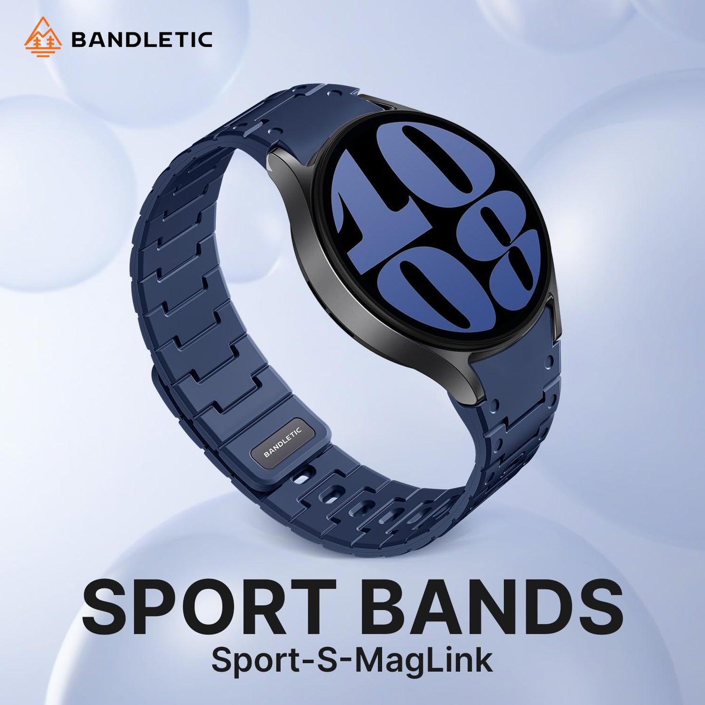 Bandletic Silicone Magnetic Band Compatible with Samsung Galaxy Watch 7 6 5 4 FE 40mm 44mm/Watch 6 4 Classic 43mm 47mm 42mm 46mm/Watch 5 Pro 45mm, 20mm No Gap Soft Sport Strap for Men Women
