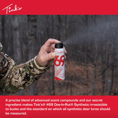 TINK'S Synthetic #69 Doe-in-Rut Estrous Urine Spray Mist Deer Attractant for Hunting (3 oz Can) - Superior & Long Lasting Doe Estrus Hunting Scents - Hunting Lure/Attractant