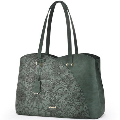 LOVEVOOK 17 Inch Laptop Bag for Women, Teacher Work Tote Bags Laptop Bag, Leather Computer Bag Large Purses Handbag Professional Briefcase, Teal