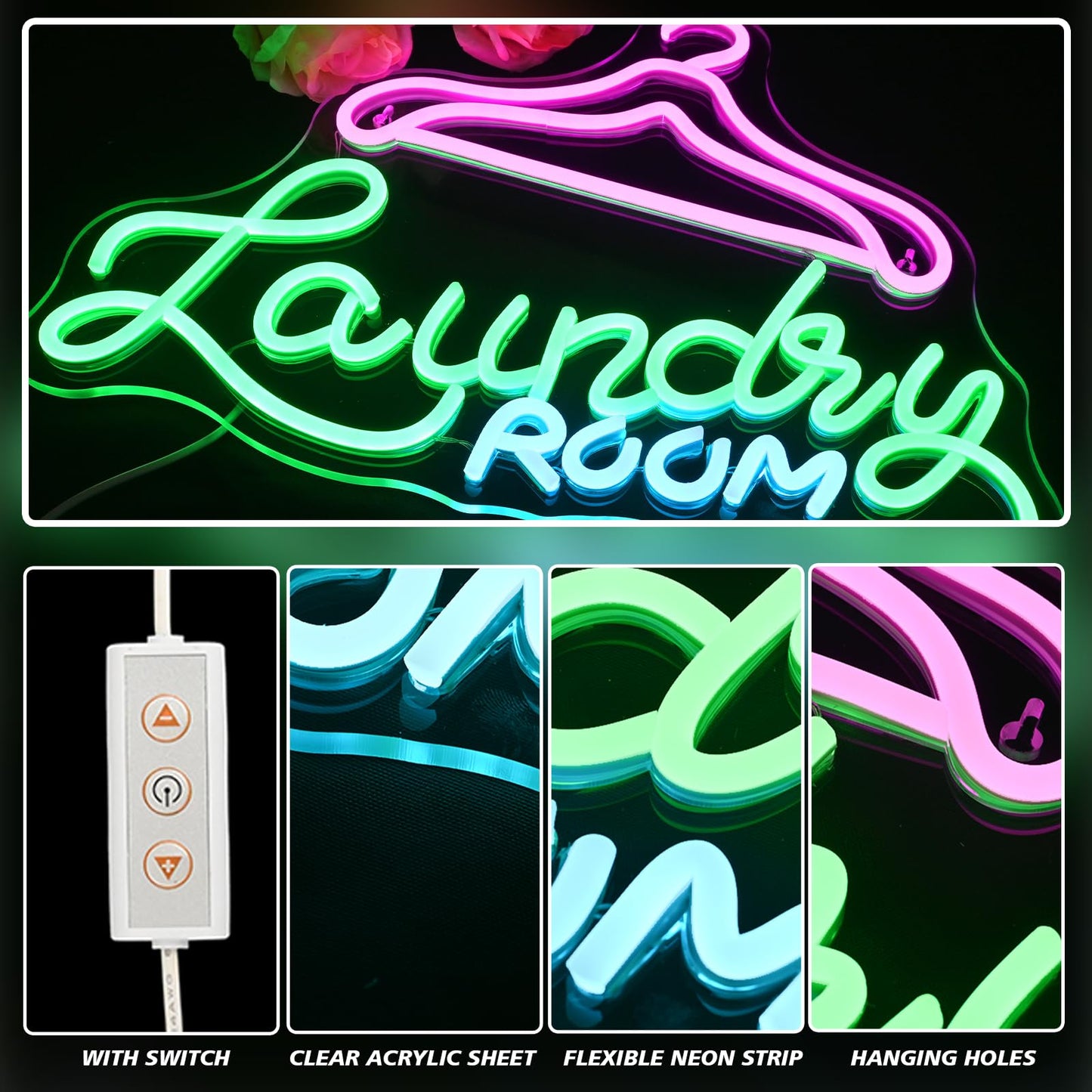 Laundry Room Neon Sign Wall Decor, Neon Sign Light for Wall, Neon Wall Decor, Led for Home Laundromat Wash Room Shower Room Gift