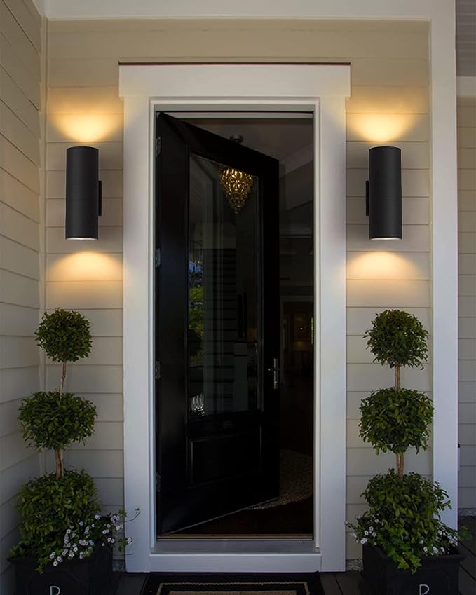 Ken & Ricky Dusk to Dawn Outdoor Lighting,Outdoor Wall Sconce Lights, Black Exterior Lighting Fixtures,Cylinder Outdoor Light Fixtures for House Garage Front Door Patio Entryway 1 Pack
