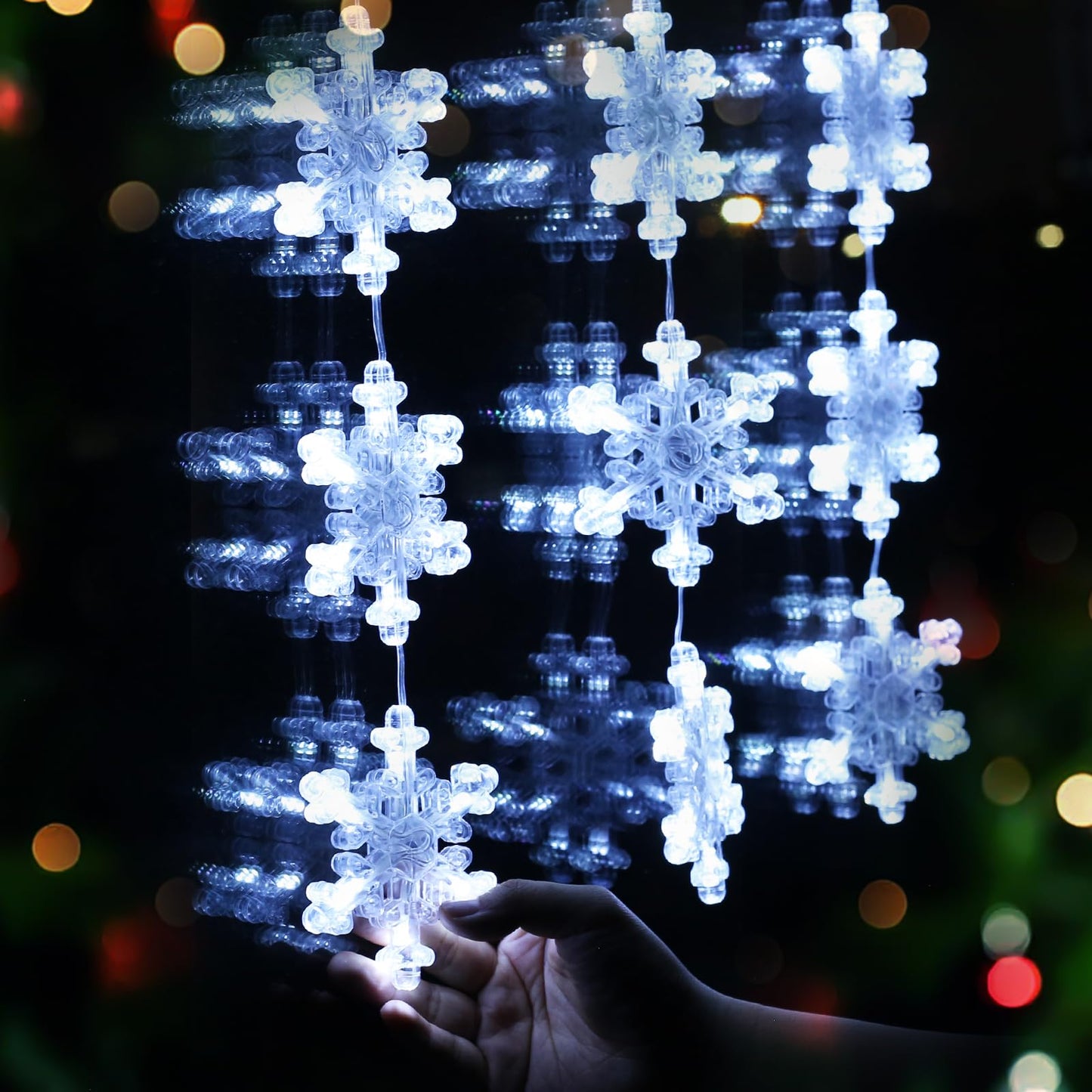 Christmas Decorations Lights, 3Pack White Snowflake Window Lights Battery Operated Christmas Light Hanging Lighted Window Decoration for Indoor Outdoor Xmas Tree Home Decor