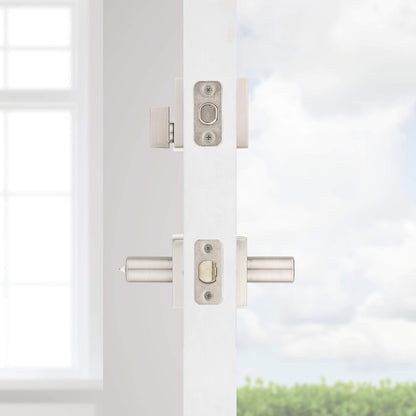 Kwikset 991 Halifax Keyed Entry Lever and Single Cylinder Deadbolt Combo Pack featuring SmartKey Security in Satin Nickel