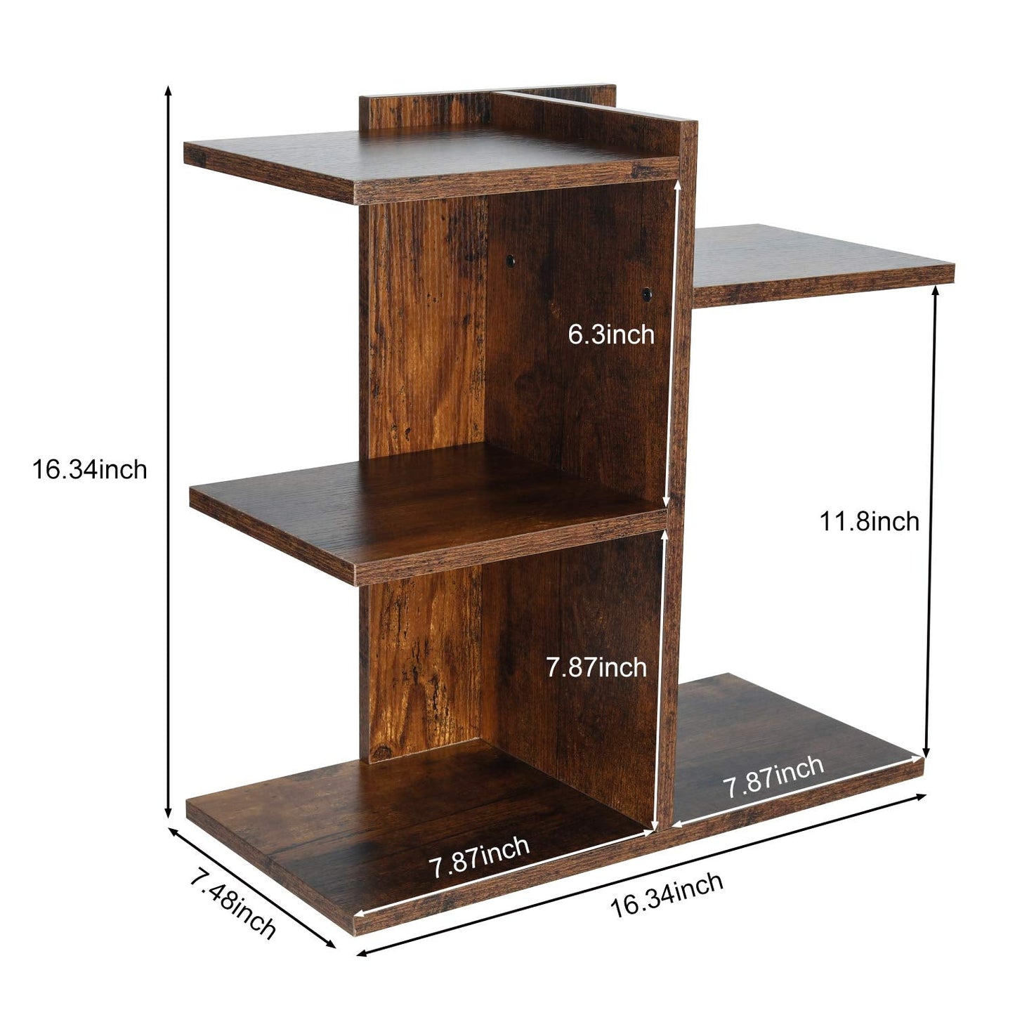 PAG Wood Desktop Shelf Small Bookshelf Desk Supplies Organizers and Accessories Storage Display Rack Office Decor for Women, Antique Brown