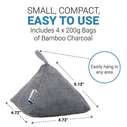 Products4Future® 4 Pack of 200g Naturally Activated Bamboo Charcoal Air Purifying Bags | Natural Home Deodorizer Bags | Charcoal Bags Odor Absorber For Pets | Odor Eliminator Air Freshener