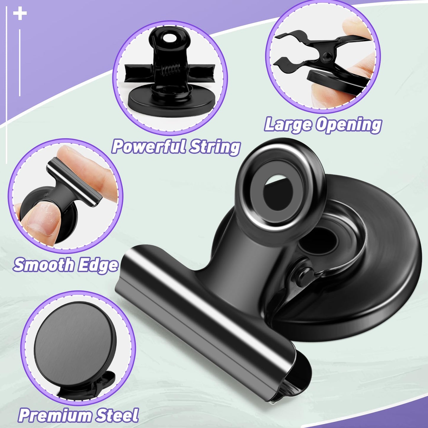 VNDUEEY Strong Magnetic Clips, 60 Pack Refrigerator Magnets Fridge Magnets, Magnetic Clips for Whiteboard Magnet Metal Clip Classroom Cruise Ships, Heavy Duty Clip Magnet for Locker Girls(Black)