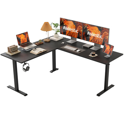 Agilestic L Shaped Standing Desk Adjustable Height, Electric Corner Standing Desk, 63 x 55 inch Sit Stand Computer Table with Splice Board, Gaming Table, Black
