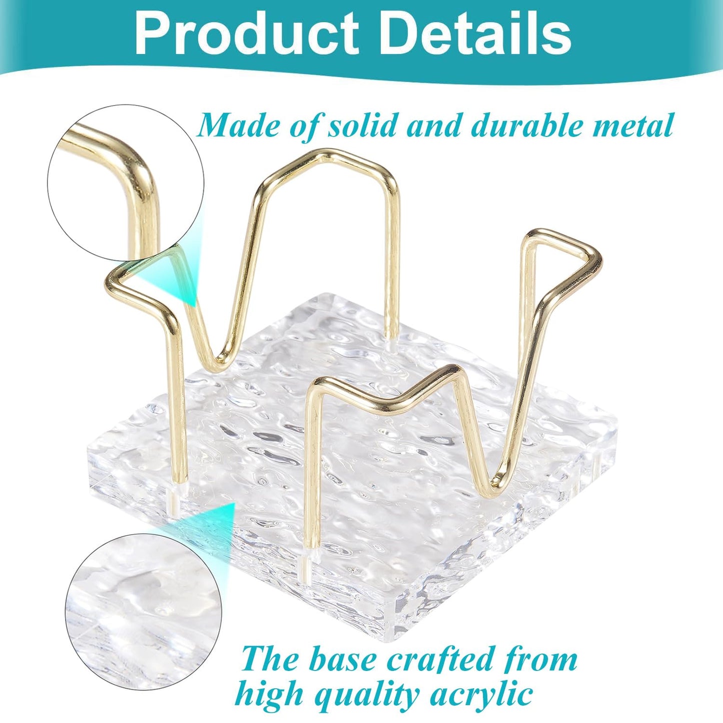 Acrylic Sticky Note Holder, 3 x 3 inch Self-Stick Note Memo Pad Holder for Desk, Notepad Dispenser Organizer for School Office Home, Gold
