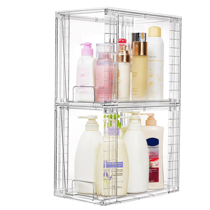 Vtopmart 4Pack Large Stackable Kitchen Pantry Storage Drawers, Clear Organizer Bins with Handles, Acrylic Drawer Organizers for Kitchen Pantry, Bathroom Undersink, Cabinet Organization and Storage
