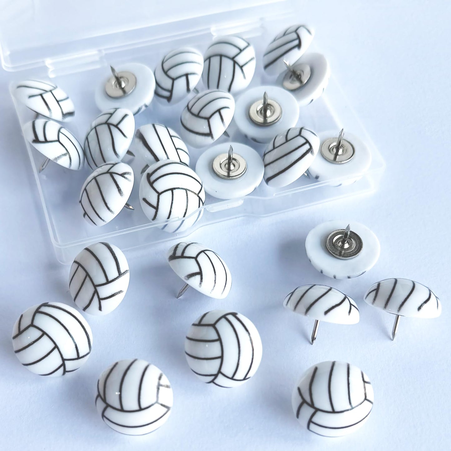 Push Pins for Wall,25Pcs Sports Decorative Push Pins, Thumb Tacks for Bulletin Board, Photos Wall & Maps, Desk Decor for School Offices (Volleyball)