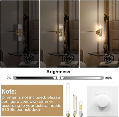 Gold Wall Sconce, Modern Bathroom Sconces Wall Lighting Vanity Light Fixtures with Clear Crystal, Hardwired Brushed Brass Wall Mount Lights for Living Room Corridor Mirror Bedroom Stairs