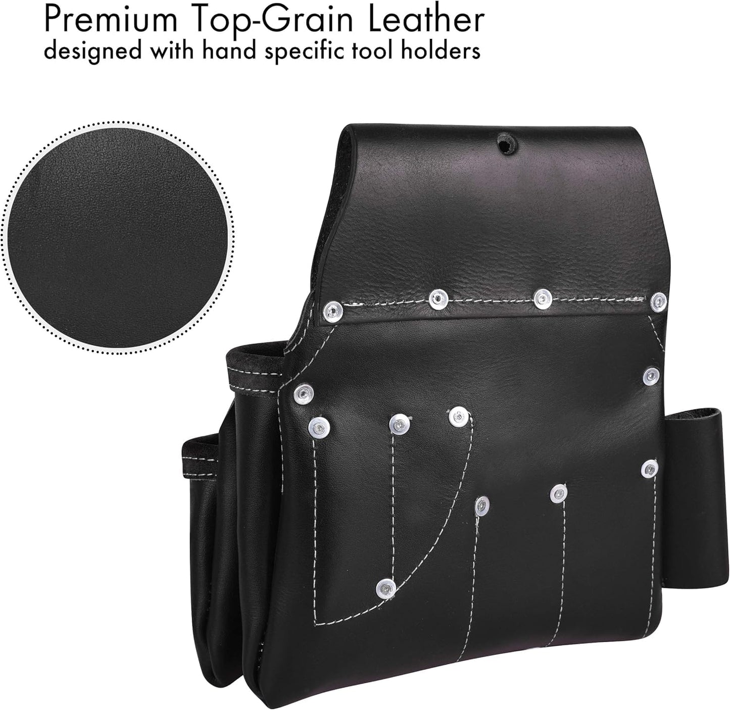 FUERI Leather Tool Belts with Suspender for Men, Heavy-Duty Durable Carpenter Tool Rig Organizer With 19 Pockets-2 Pouches, Padded Suspender, Hammer Holder, D-Loops & Foam-Padded Belt Electricians