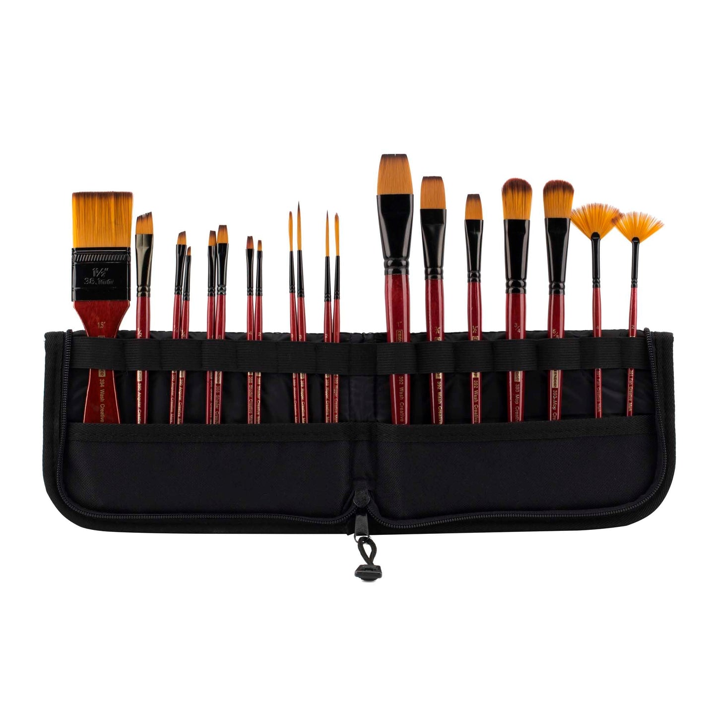 Creative Mark Folding Paint Brush Easel & Travel Case 9" Long - Compact Brush Holder Organizer for Short Handled Paintbrushes - Durable Paint Brush Bag for Storage - Holds up to 20 Brushes