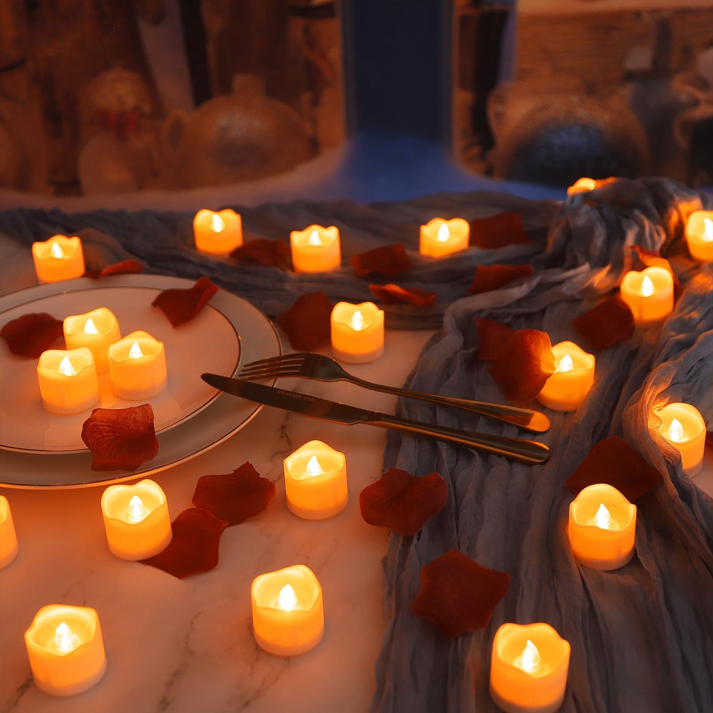 Topstone Flameless Candles with Remote Control, Battery-Operated LED Electronic Candles, 400+ Hours with CR2450 Battery, Yellow Glow, Flickering Realistic Fake Candles for Home Decor, Wedding, Party