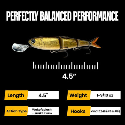 Topwater Fishing Lure | Headbanger Spitfire Hybrid Wakebait & Propbait for Bass, Pike & Musky - 4.5" & 6.5" Sizes