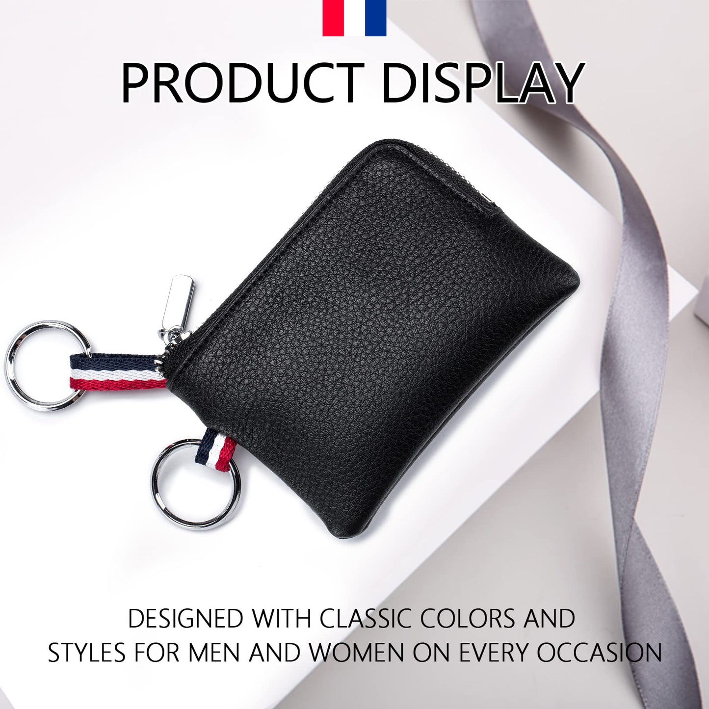 Plinvo Mini Genuine Leather Wallet Coin Purse with Dual Keyrings Compact Change Pouch and Card Holder for Men and Women (Dark green)