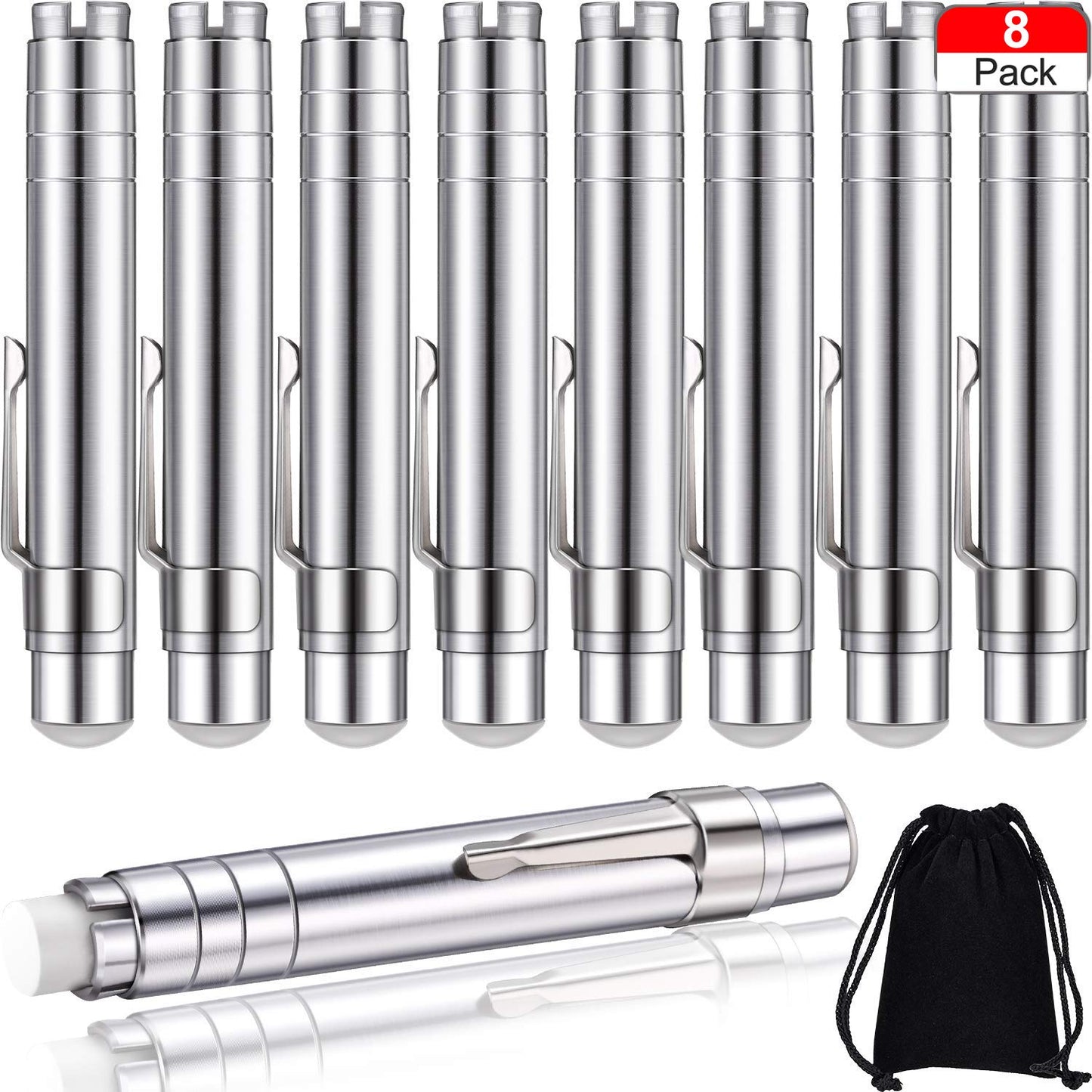 Boao 8 Pcs Aluminum Alloy Chalk Holder with Storage Bag, Teacher's Clip Unbroken Chalk Holder Keeper for Teachers, Children's Painting and Writing
