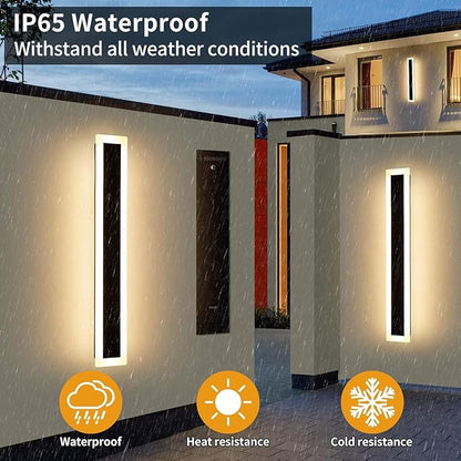Upgrade Widened 2 Pack 31.4inch Modern Outdoor Wall Sconce, 3 Color 3000K/4500K/6000K, 31W, IP65 Waterproof Long Wall Lights, Minimalist Linear Wall Lamps Lighting for Balcony, Patio, Porch, Garage