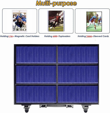 Toploaders Storage Box Hold 600+ 35PT 3"x4" Standard Toploaders, Hard Aluminum Alloy Top Loader Storage Case, Trading Card Storage Box Hold 2000+ Cards for Sports Cards (Black, Large)