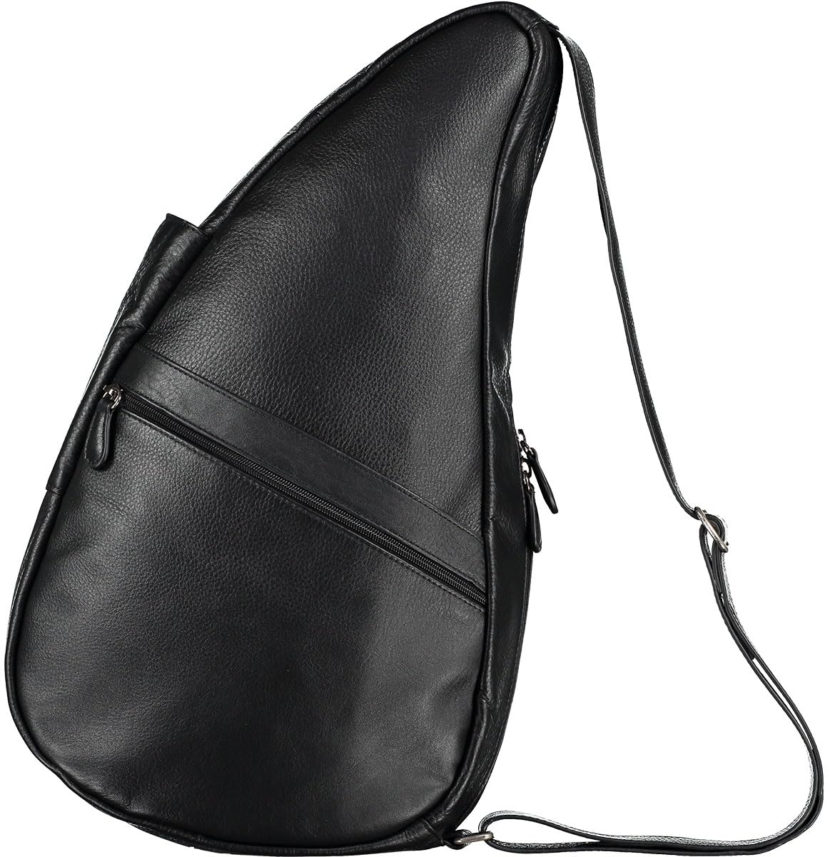 AmeriBag 19" Full-Grain Leather Healthy Back Bag Ergonomic Crossbody Sling for Everyday Use, Travel & Walking Comfort (Black)