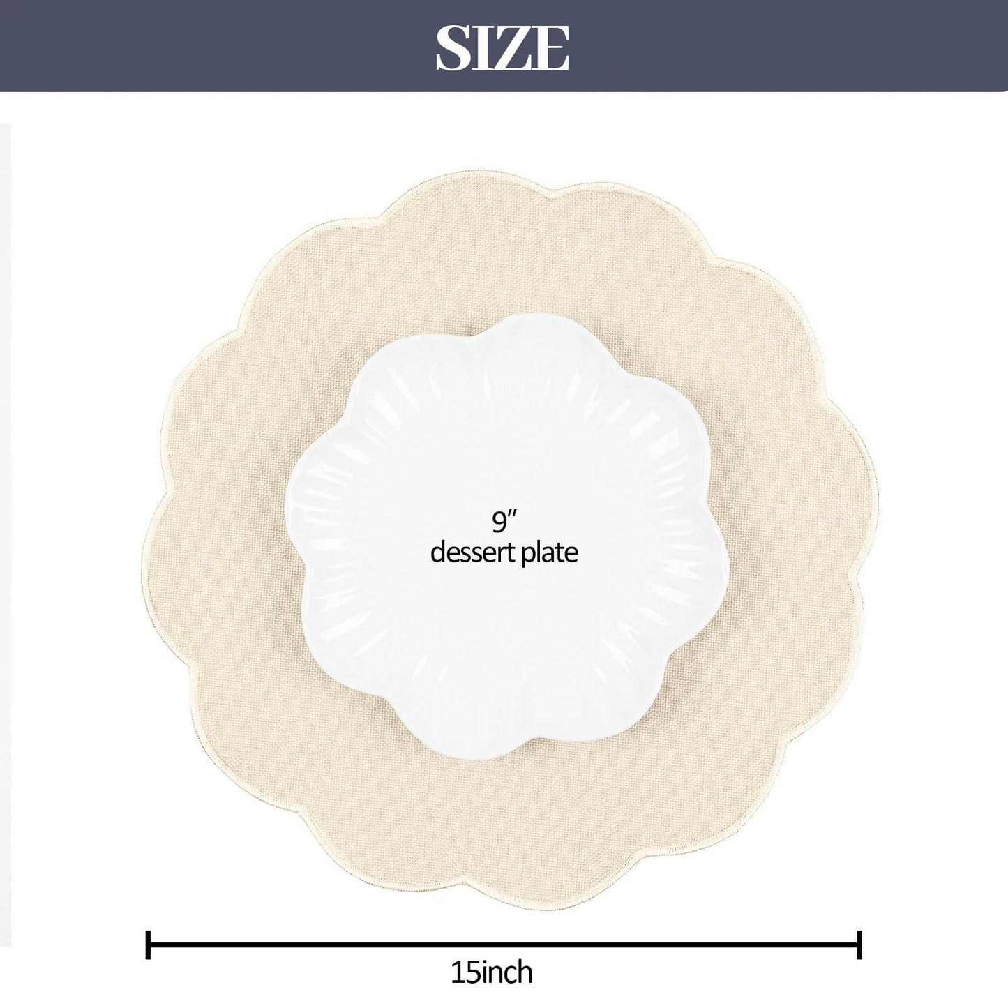 AHHFSMEI Round Faux Linen Placemats Set of 6 Waterproof Table Mats Heat Resistant Non-Slip and Stain Proof for Kitchen Dining Elegant Decor (Beige,6)