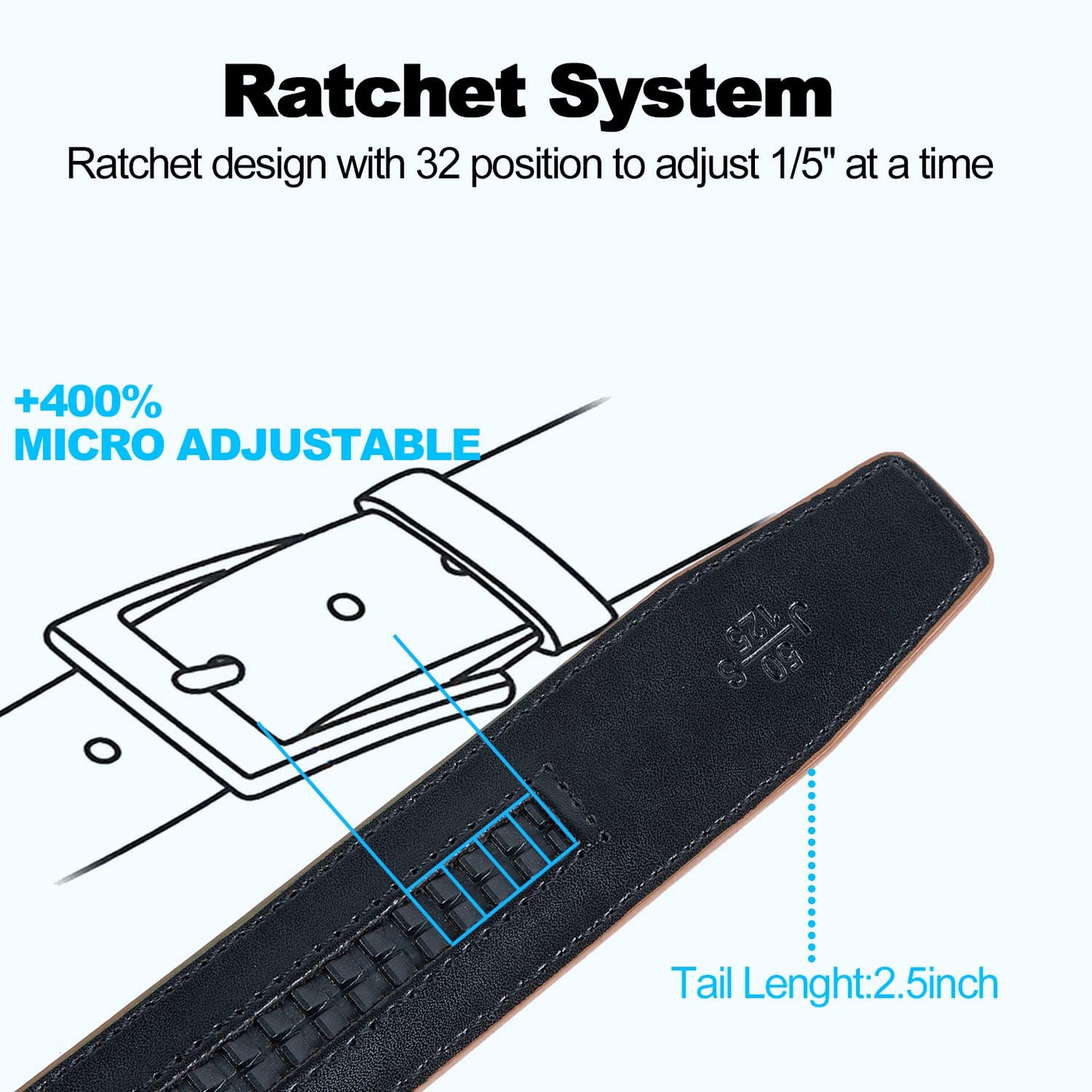 Drowsmen Belt men,leather ratchet Strap 1 3/8" with Comfort Click Sliding Automatic Buckle in gift box, Adjustable belt Trim to Fit (Carbon Fiber M Straps, 32"-38" Waist Adjustable)