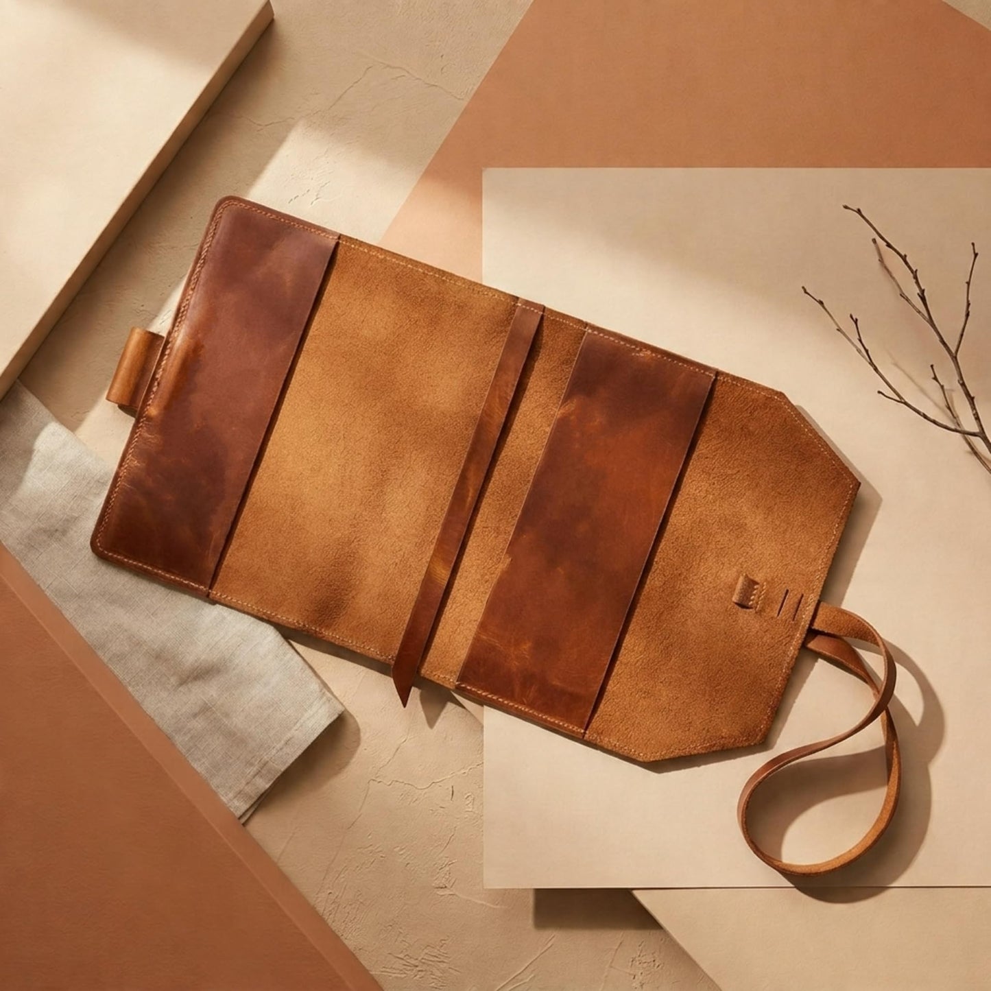 TORAKIP Genuine Leather Notebook Cover A5 – Crazy Horse Leather Journal Cover, Refillable Notebook Cover, Durable Leather Planner Cover, Fits 1.2–1.6 Inch Thick Notebooks, Warm Brown