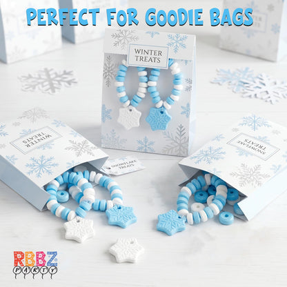 Snowflake Candy Bracelets – 30 Count Bulk Value Pack, Individually Wrapped Suckers – Winter Candy Blue and White Snow Flake Shaped – Birthday Treats – Frozen Party Favors – Goodie Bag Stuffers for Kids – Pinata Filler