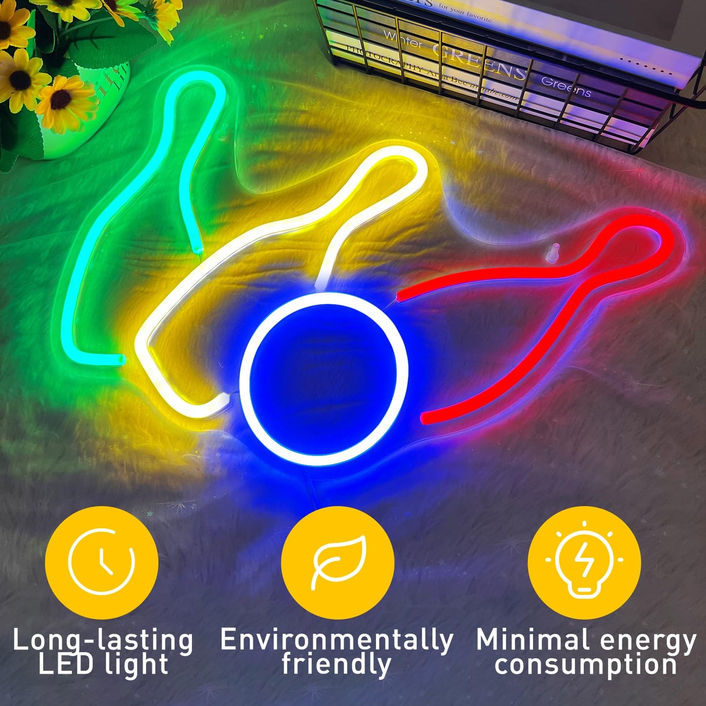 Bowling Neon Signs Sport Club Decor, USB Powered Bowling LED Neon Signs for Bowling Club Wall Decor Gameroom Man Cave Bedroom, Gaming Light Sign for Room Decoration, Gift 15.75”×11.02”