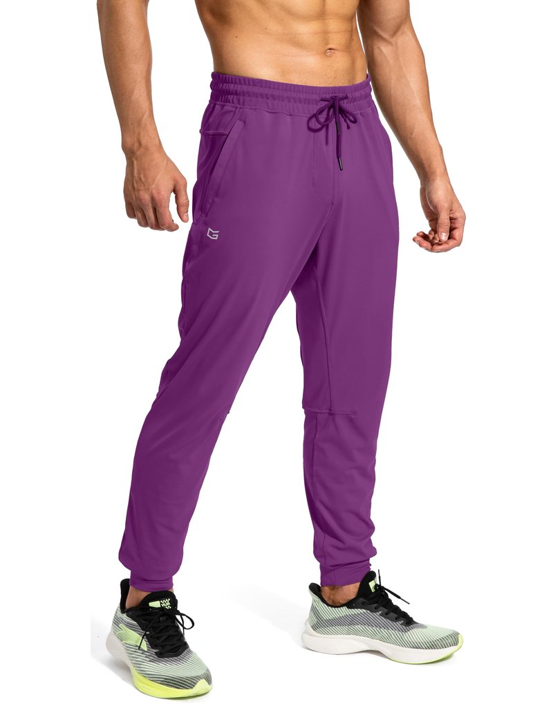 Men's Sweatpants with Zipper Pockets Athletic Pants Traning Track Pants Joggers for Men Soccer, Running, Workout (Purple, X-Large)