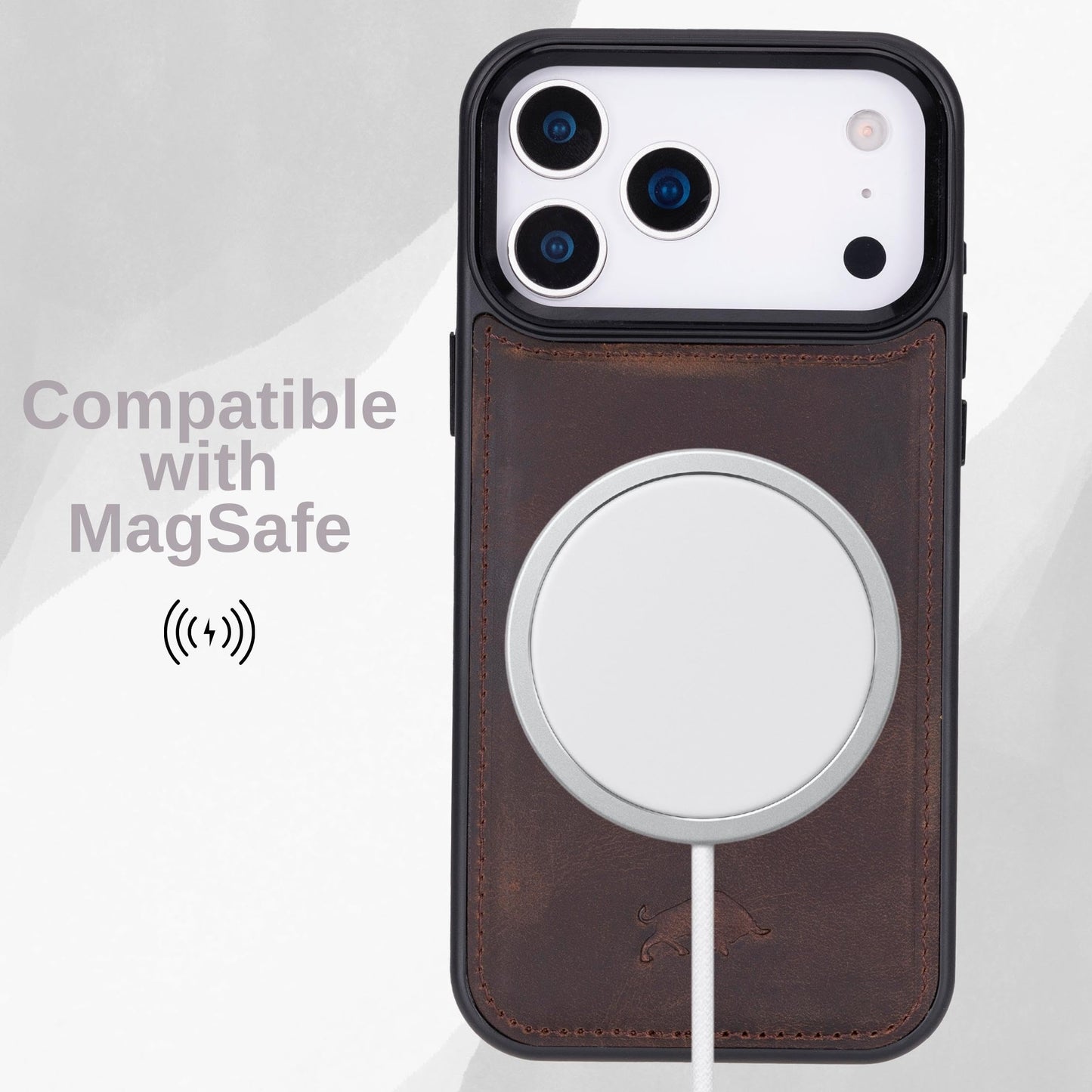 VENOULT Full Grain Genuine Leather Wallet Case for iPhone 17 Pro Max, 4 Card Holder Folio Cover, Business Style, Man or Women, Compatible with MagSafe, RFID Protected, Handmade (Vintage Brown)
