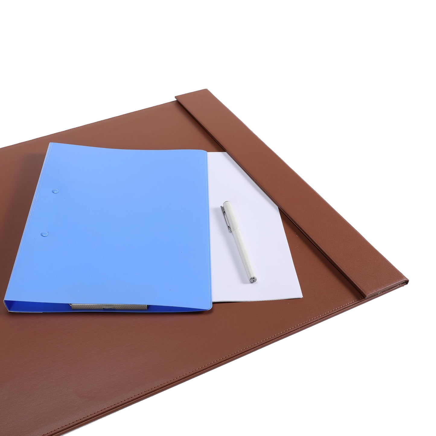 30" x 18" Leather Desk Blotter with Side Rails for Writing Leather Executive Desk Pad Protector Desk Mat for Office Home Workplace Brown