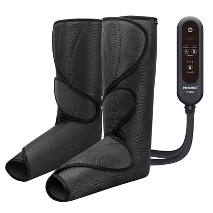 FIT KING Leg Air Massager for Circulation and Relaxation Foot and Calf Massage (No Heat) to Relieve Pain Swelling Edema with Handheld Controller 3 Intensities 2 Modes 2 Extensions - FSA HSA Eligible