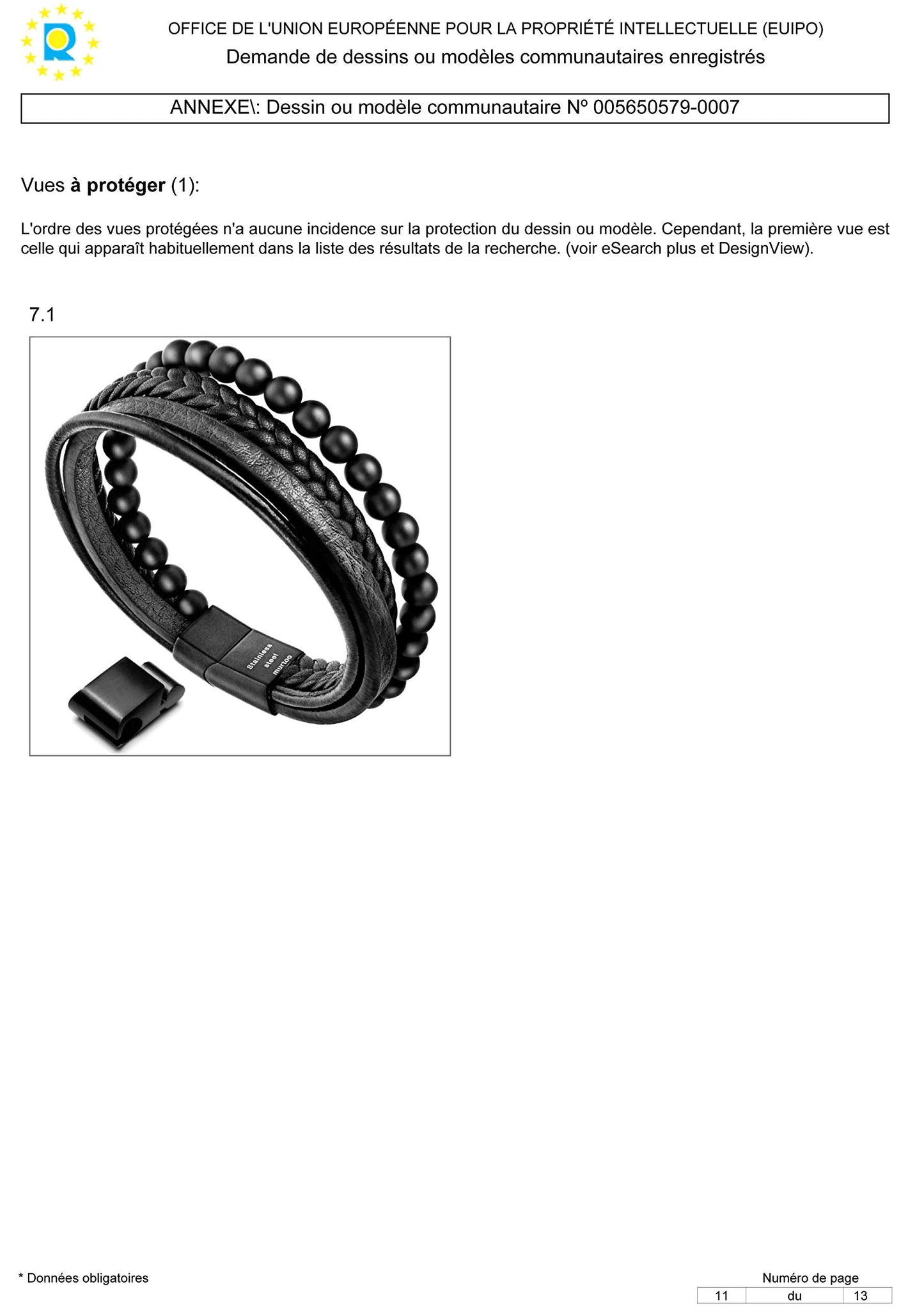 murtoo Mens Bead Leather Bracelet, Natural Bead, Steel and Leather Bracelet for Men Christmas Gift (black onyx bead)