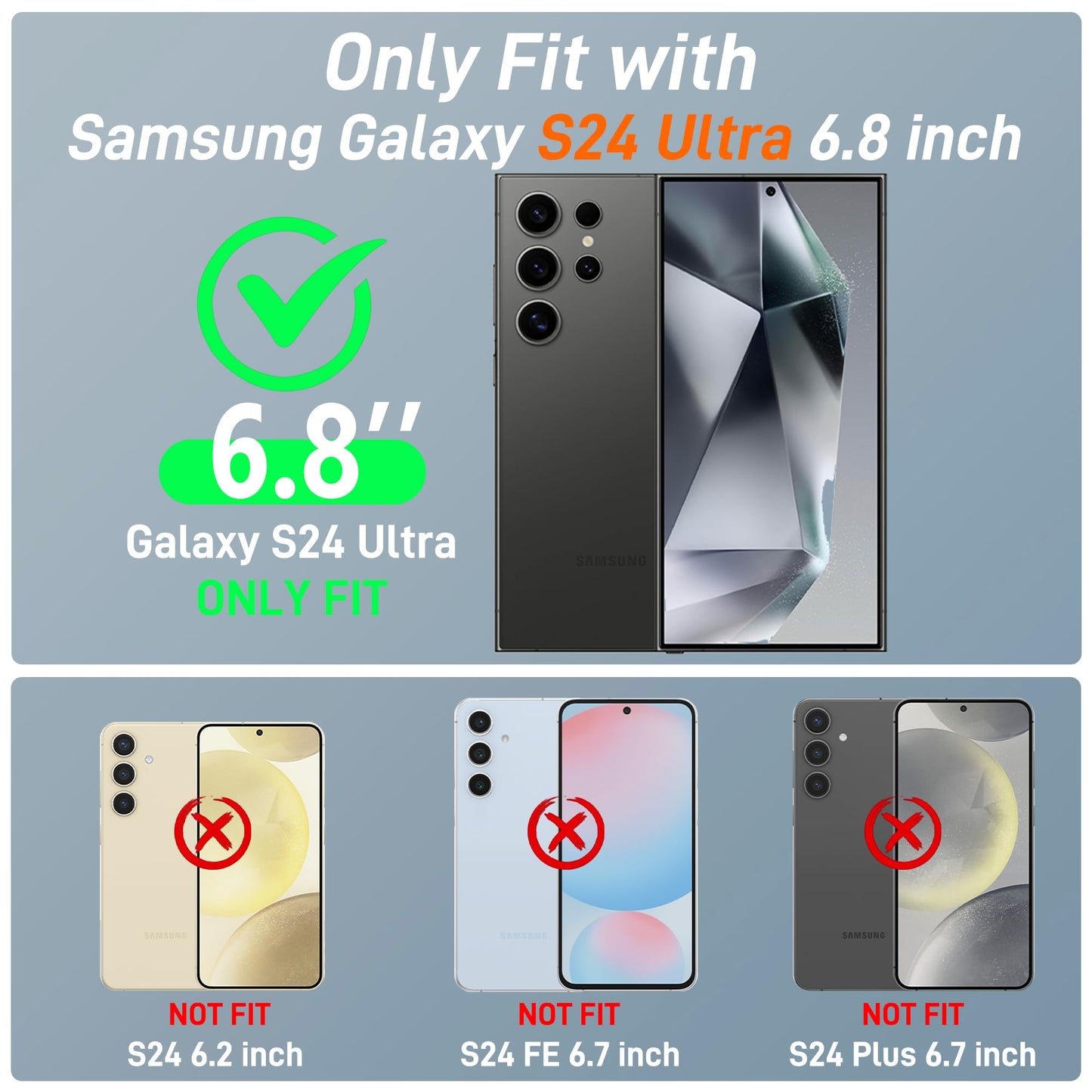 for Samsung Galaxy S24 Ultra with Card Holder, Dual-Layer Design & 2 HD Screen Protectors, Hidden Card Slot Wallet Case for Samsung S24 Ultra-Black