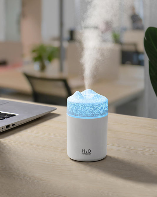 Portable Mini Humidifier, Colorful, Cool Mist, USB Powered. Perfect for Bedroom, Office & Car (300ml, White)