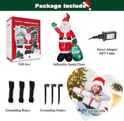8 FT Christmas Inflatable Santa Claus Outdoor Decoration for Yard, Blow up Santa Decor with Big Gift Bag, Built-in LED Lights for Garden Patio Lawn Home Indoor Winter Holiday Party, IP44 Weatherproof