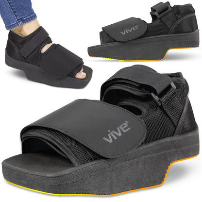 Vive Wedge Post-Op Shoe - Offloading Boot for Heel or Ankle Pain - Medical Foot Recovery for Bone or Soft Tissue Surgery, Fracture, Plantar Fasciitis, Ulcerations, Feet (Large)