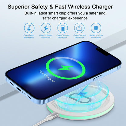 15W Wireless Google Charger Fast Charging Pad for Google Pixel 10 9A 9 Pro XL Fold 8 7 6 Pro 8A 7A,Samsung Galaxy S25 S24 Ultra S23 FE S22 FE S20 Z Flip Fold 7 6,Wireless Charger Station Fast Charging