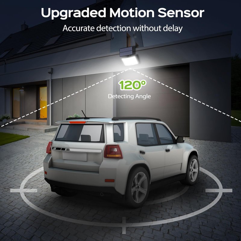 Adiding Solar Outdoor Lights, 2800LM LED Flood Lights with 16.4 Ft Cable, Remote Control Solar Motion Sensor Lights with 3 Modes, Solar Powered Security Lights for Outside Patio, Yard, Garage, 4 Pack