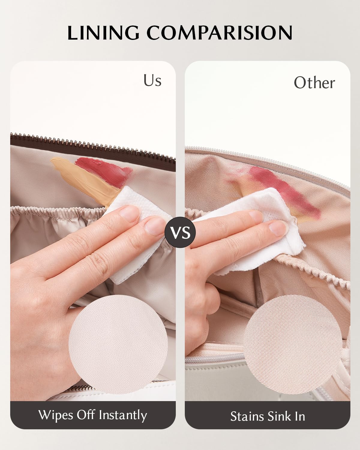 EACHY Travel Makeup Bag, Woven Travel Waterproof Toiletry Bag, Portable 180° Wide-Open Flat Cosmetic Bags for Women, Large Capacity Makeup Pouch with Divider and Handle