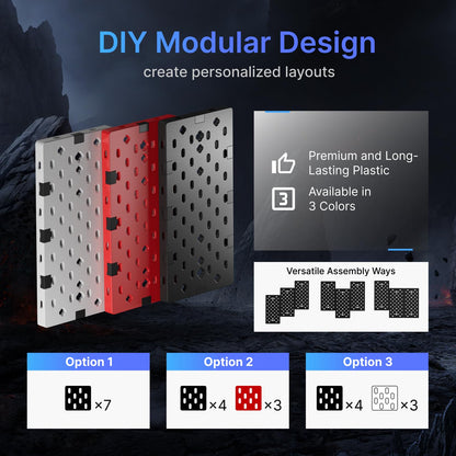 PEGZONE Controller and Headphone Holder Wall Mount, Modular Gaming Pegboard with Accessories, Controller Stand for Xbox PS5 PS4 Switch, Video Game Storage, Disc Shelf Organizer, 7pcs Pegboard, Black