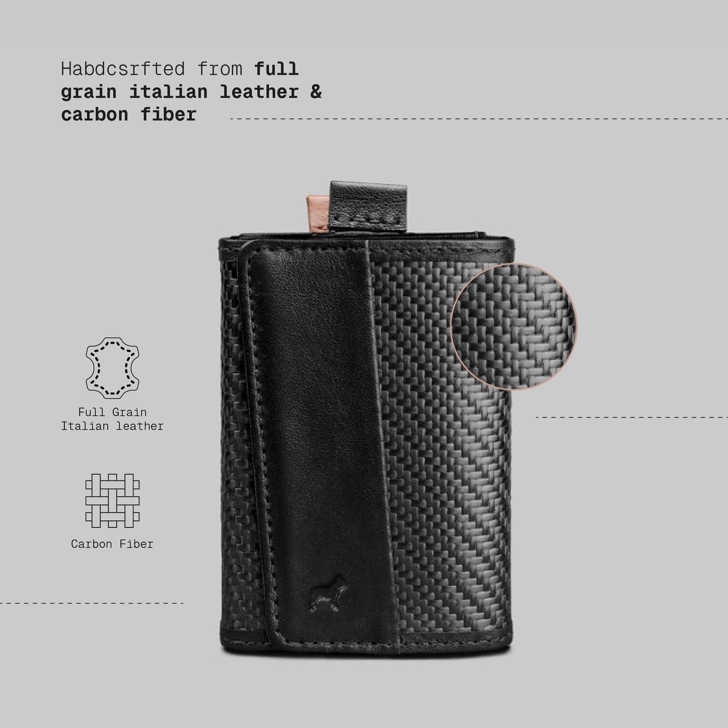 The Frenchie Co. - Speed Wallet Mini - Ultra-Slim RFID Card Holder - Minimalist Front Pocket Wallet for Men & Women - Carbon Fiber & Full-Grain Italian Leather