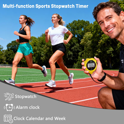 PULIVIA Sports Stopwatch Timer, Single Lap Split Digital Stop Watch for Sports Kids Coaches Swimming Running, Yellow