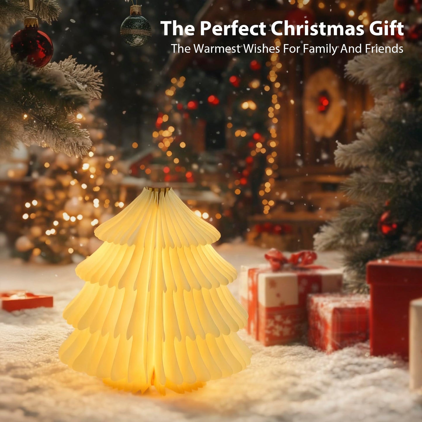 ZBOLE Christmas Tree Lamp,Folding Book lamp,Christmas Decorations with LED Lights,RGB Lighted Tree Lamp for Home Decor,Christmas Gifts(Walnut)